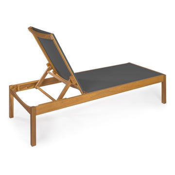 Lagunan 77.56"x26.38" Modern Minimalist Adjustable Acacia Wood Chaise Outdoor Lounge Chair - JONATHAN Y